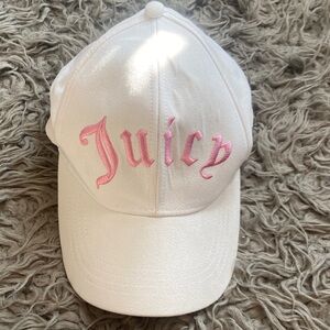 Juicy Couture Baseball Cap in White with Pink Logo